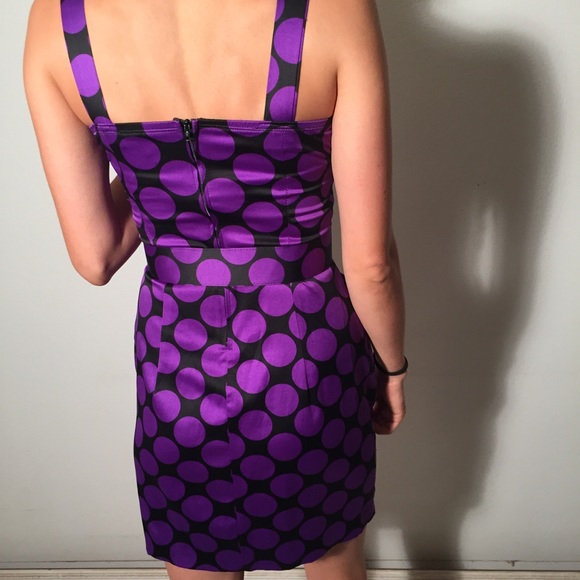 Belted Purple & Black Tailored Dress (w/ pockets!) - Picture 4 of 6
